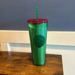 Starbucks 2023 Spring Watermelon Iridescent Grid Green Pink Cup Tumbler 24oz
